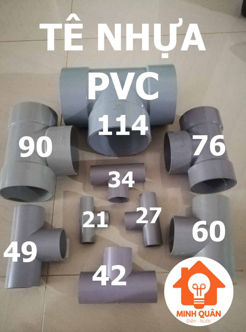 Combo 10 tê 21, 27, 34mm, tê ống nhựa pvc, phụ kiện ống nước chữ tê