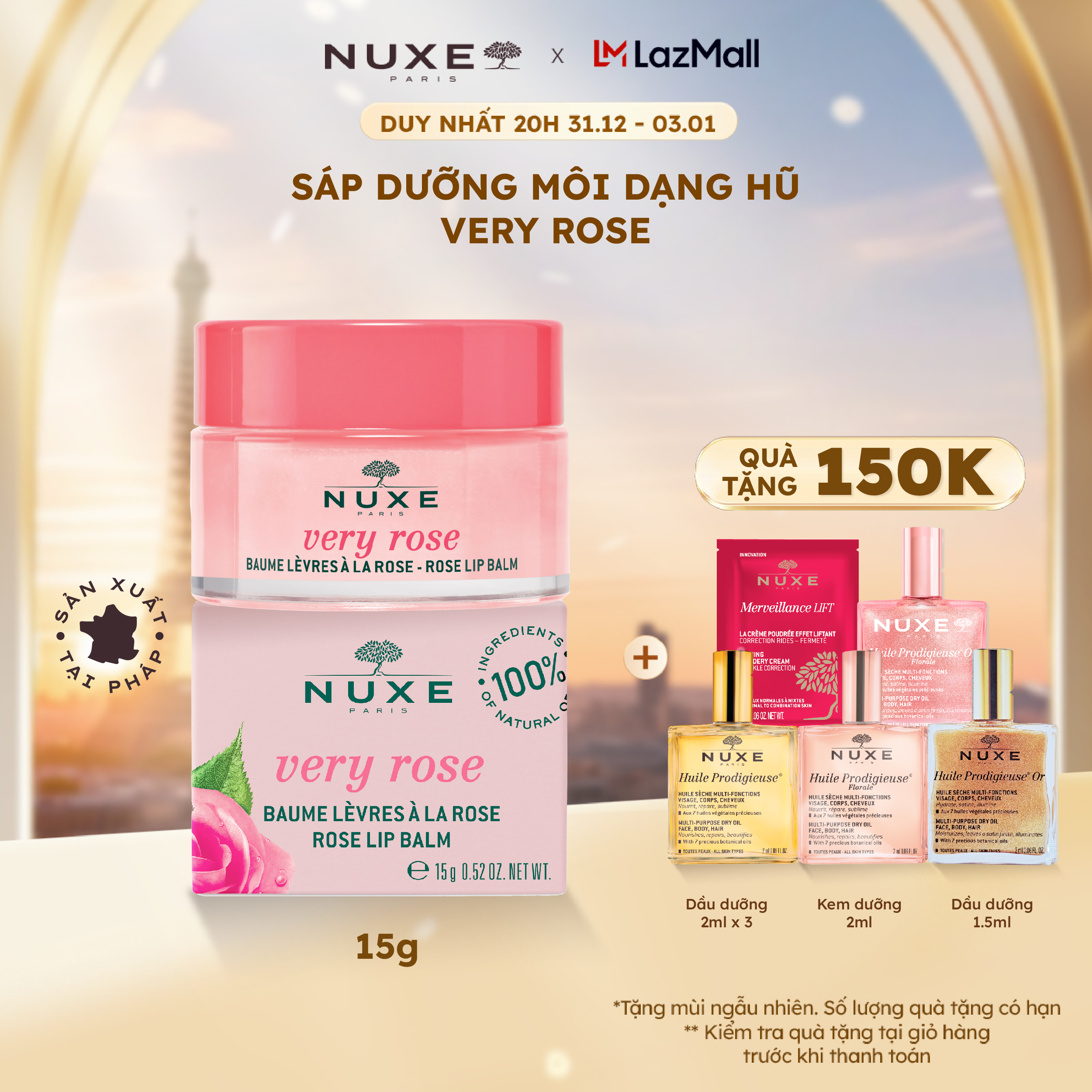 Son dưỡng môi dạng hũ Nuxe Very Rose 15g