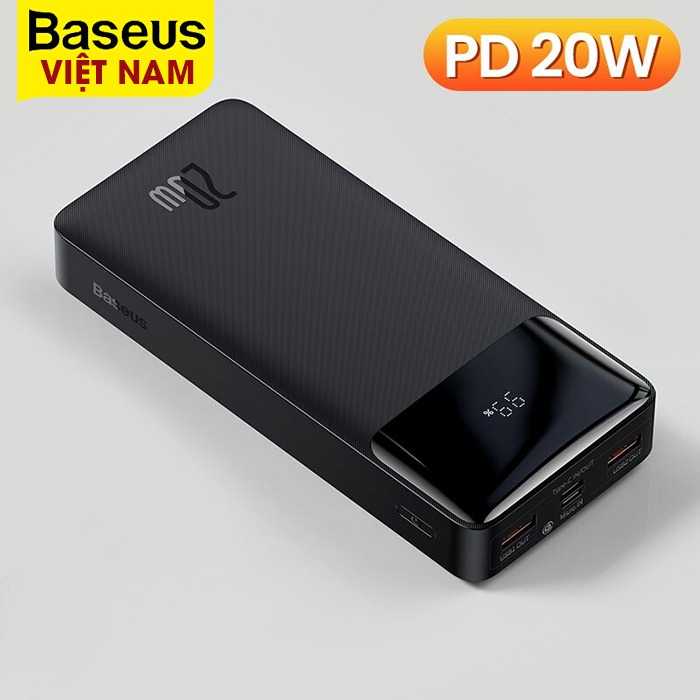 [BẢO HÀNH 18 THÁNG] Pin sạc dự phòng Baseus 10000mAh, công suất 20W, LED hiển thị phần trăm pin, cổng PD sạc nhanh cho iPhone 13, Samsung, Xiaomi,...