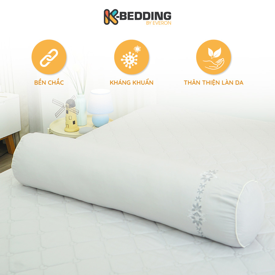 Vỏ gối ôm kbedding by everon kmts 106, màu xám, kích thước 80*100cm