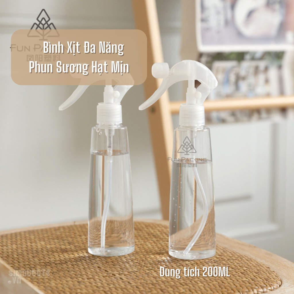 Chai Xịt Bình Xịt Đa Năng Trong Suốt Phun Sương Hạt Mịn An Toàn Tiện Dụng Dung Tích 200ML CCC23