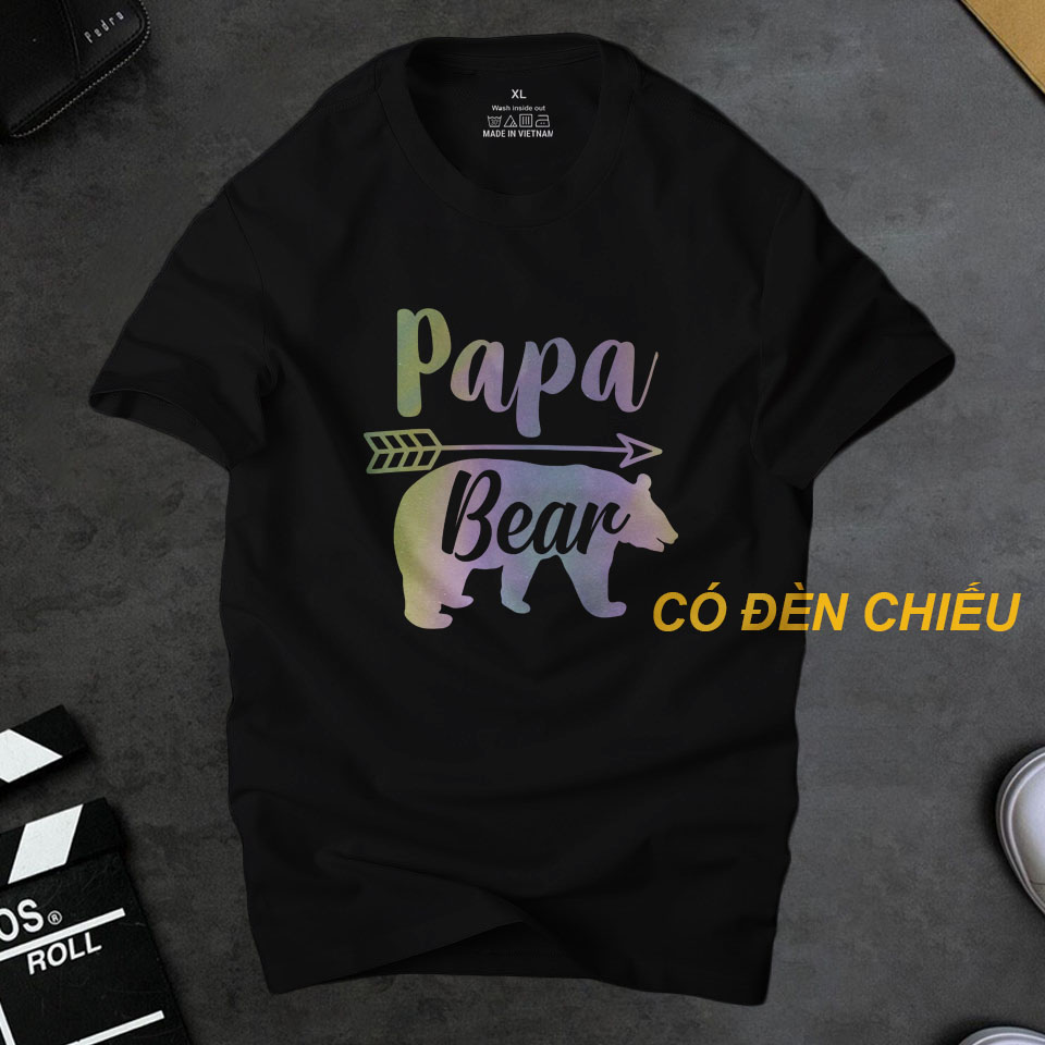 Áo thun nam  Ur Sport Papa Bear phản quang 7 màu cá tính phong cách , chất liệu vải cotton 65|35 co giãn 4 chiều thoáng mát khô nhanh,logo in nhiệt sắc nét