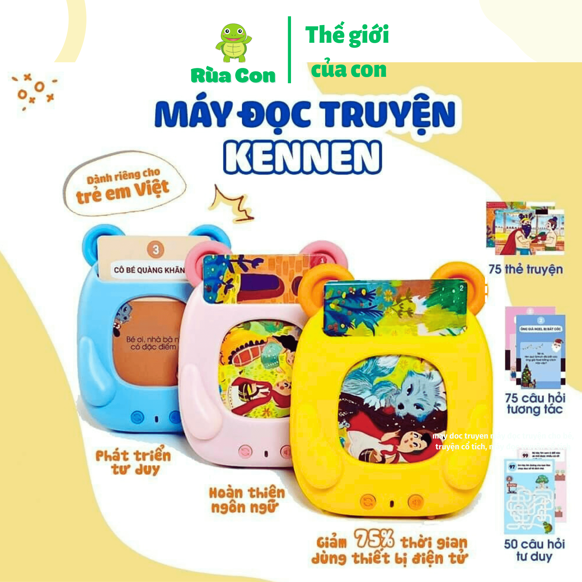 Máy đọc truyện song ngữ kennen,đọc thẻ truyện tranh tư duy, đọc thẻ flashcard kể chuyện thông minh cho bé