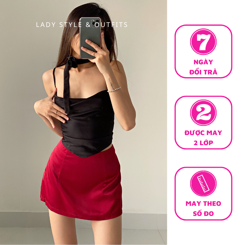 Chân váy lụa dáng chữ a có lót quần bên trong lady style & outfits