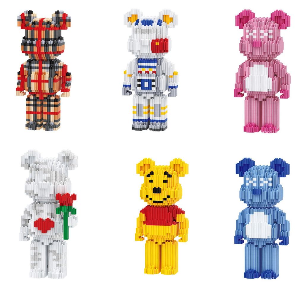 Mô hình đồ chơi lắp ráp 3D gấu lego bearbrick size 12cm/19cm giá rẻ đẹp