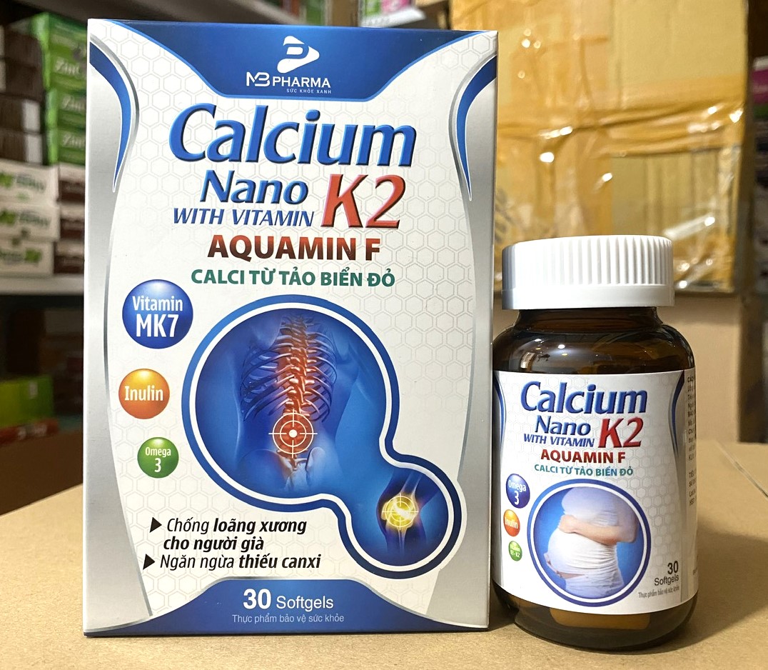 BỔ SUNG Canxi  CALCIUM NANO K2 Aquamin F Tảo biển đỏ Chống Còi Xương, Loãng Xương viên