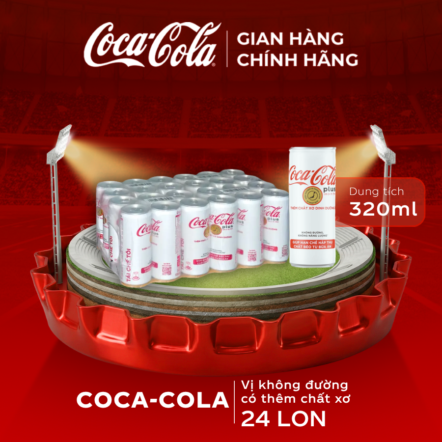 [SIÊU SALE ] Thùng/Lốc 24 Lon Nước Ngọt Giải Khát Có Ga Coca-Cola Plus (Foshu) 320ml/Lon Sale 5.5 Coca-Cola Chính Hãng_LD