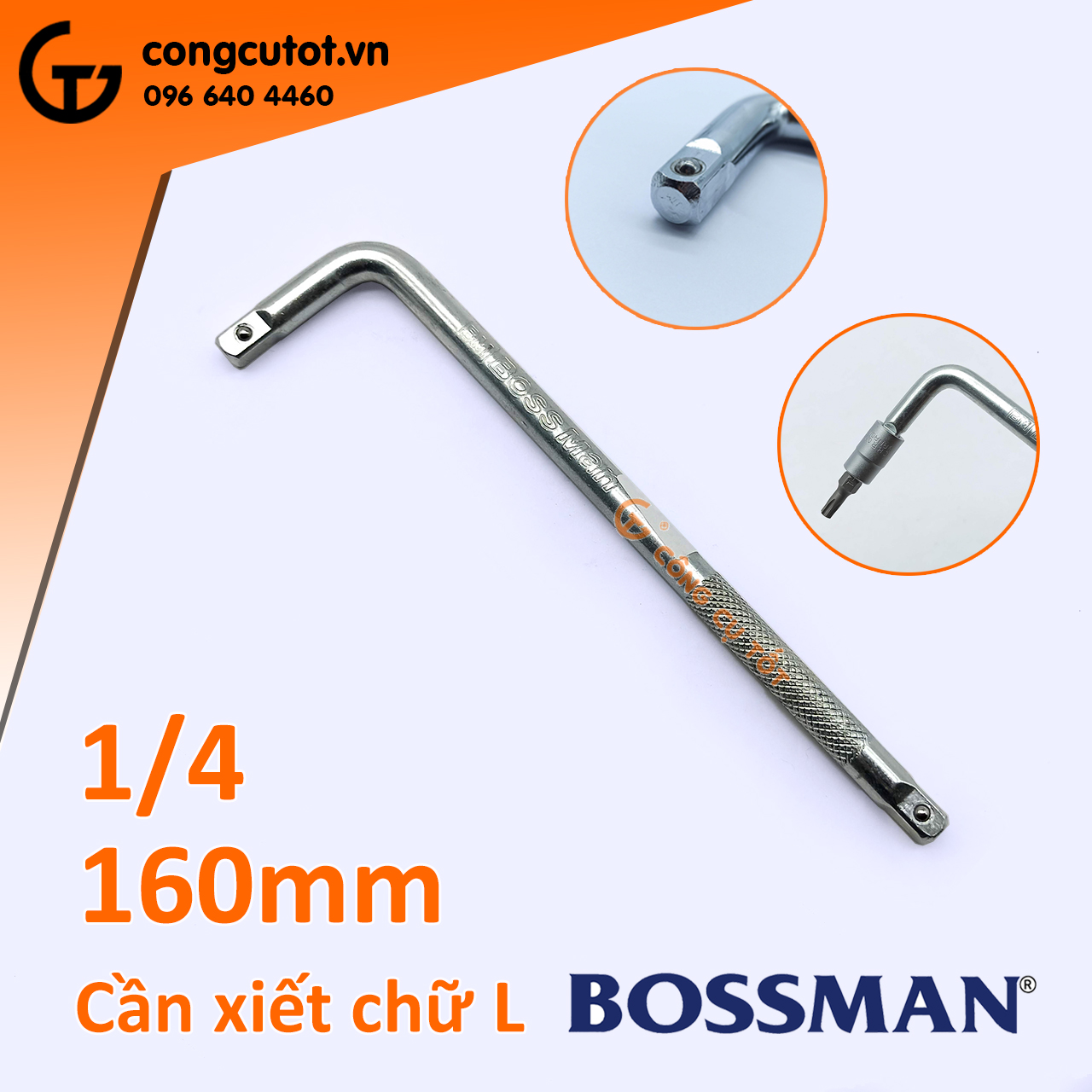 Cần siết - tay vặn chữ l 1/4inch bossman 160mm