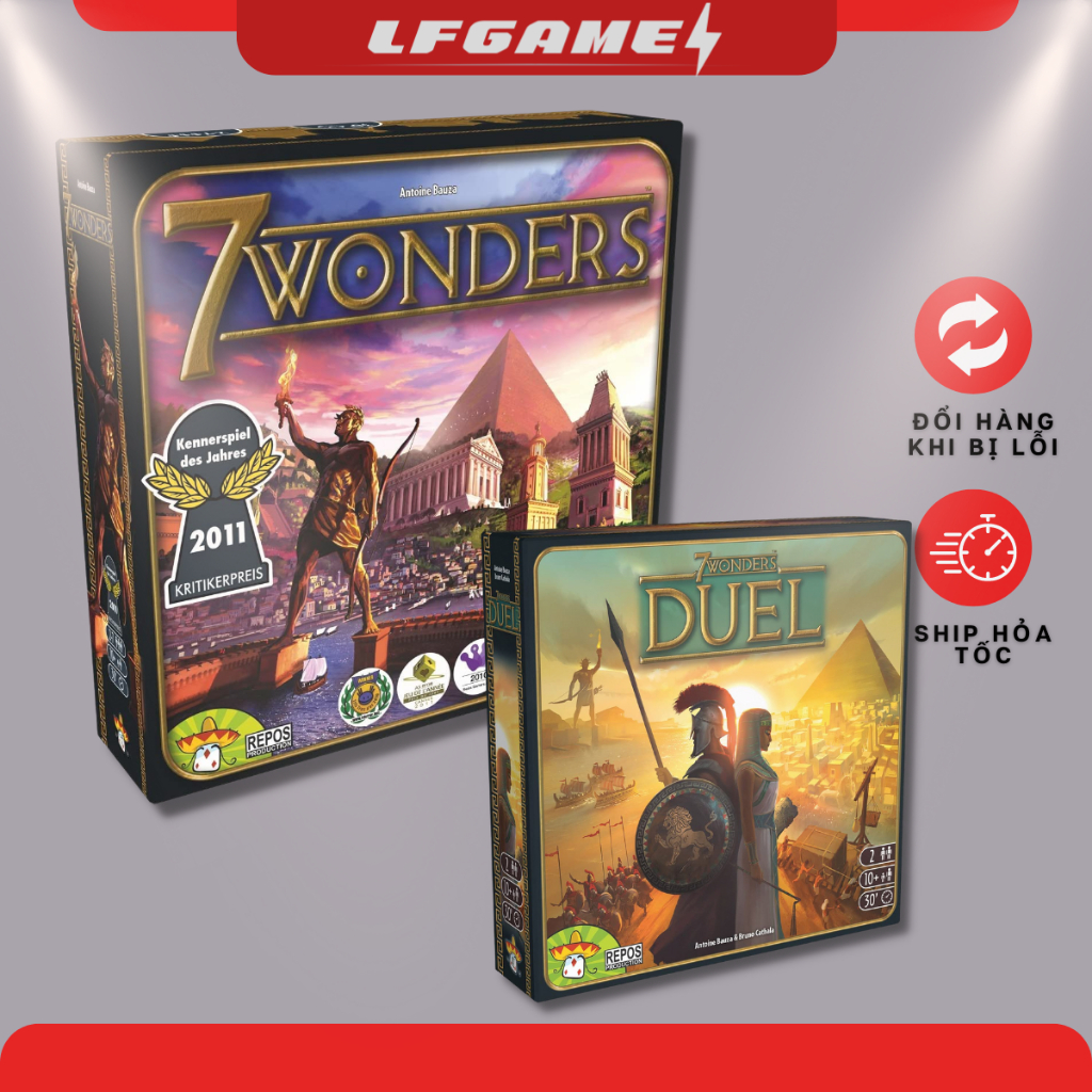 Bộ bài trò chơi board game vui nhộn 7 wonders chất lượng cao bản tiếng anh