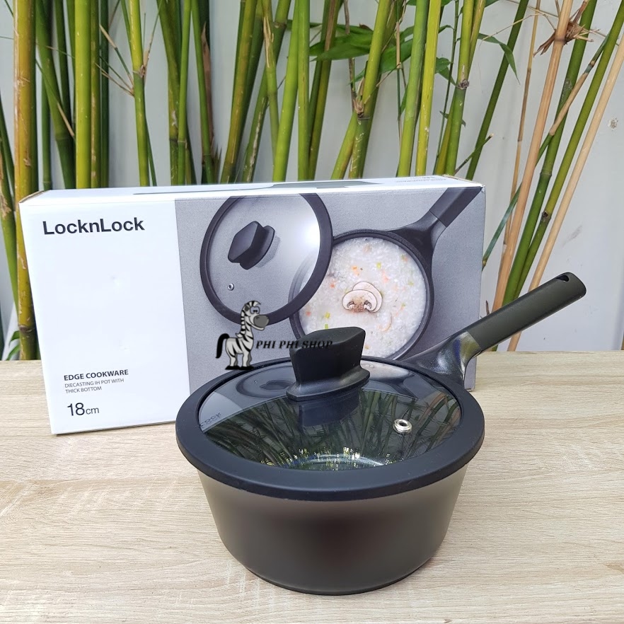 Nồi chống dính 1 tay cầm locknlock edge size 18cm sử dụng bếp từ cas1811