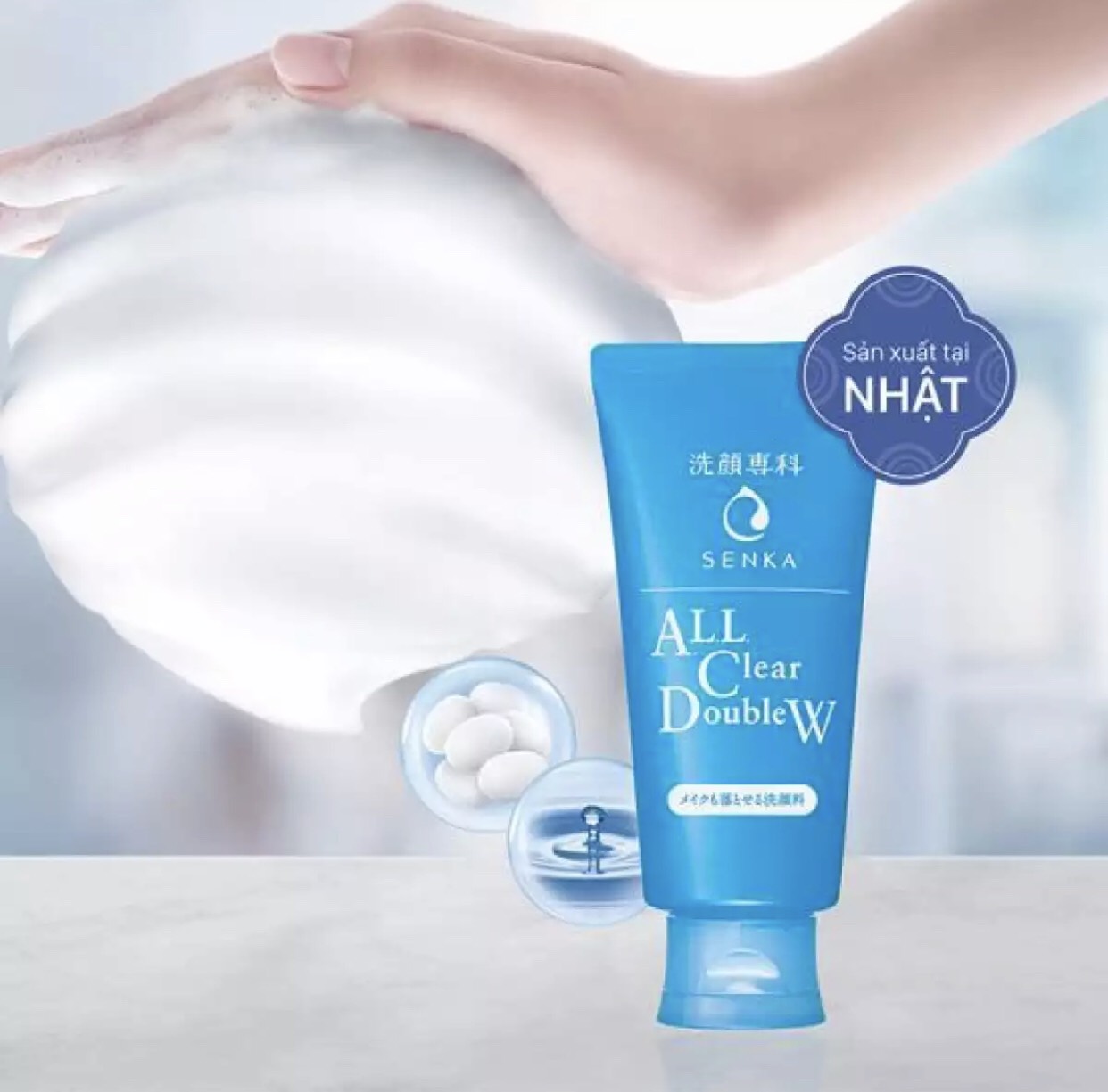 [HCM]Sữa Rửa Mặt Tẩy Trang Senka All Clear Double W 100gr