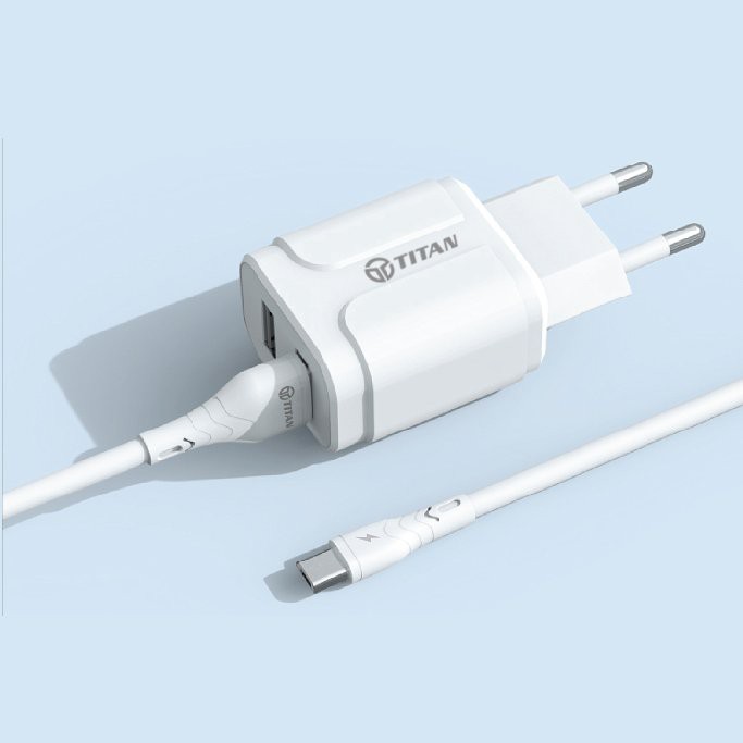 Bộ củ sạc 2 cổng 2A kèm cáp Micro TITAN SM12