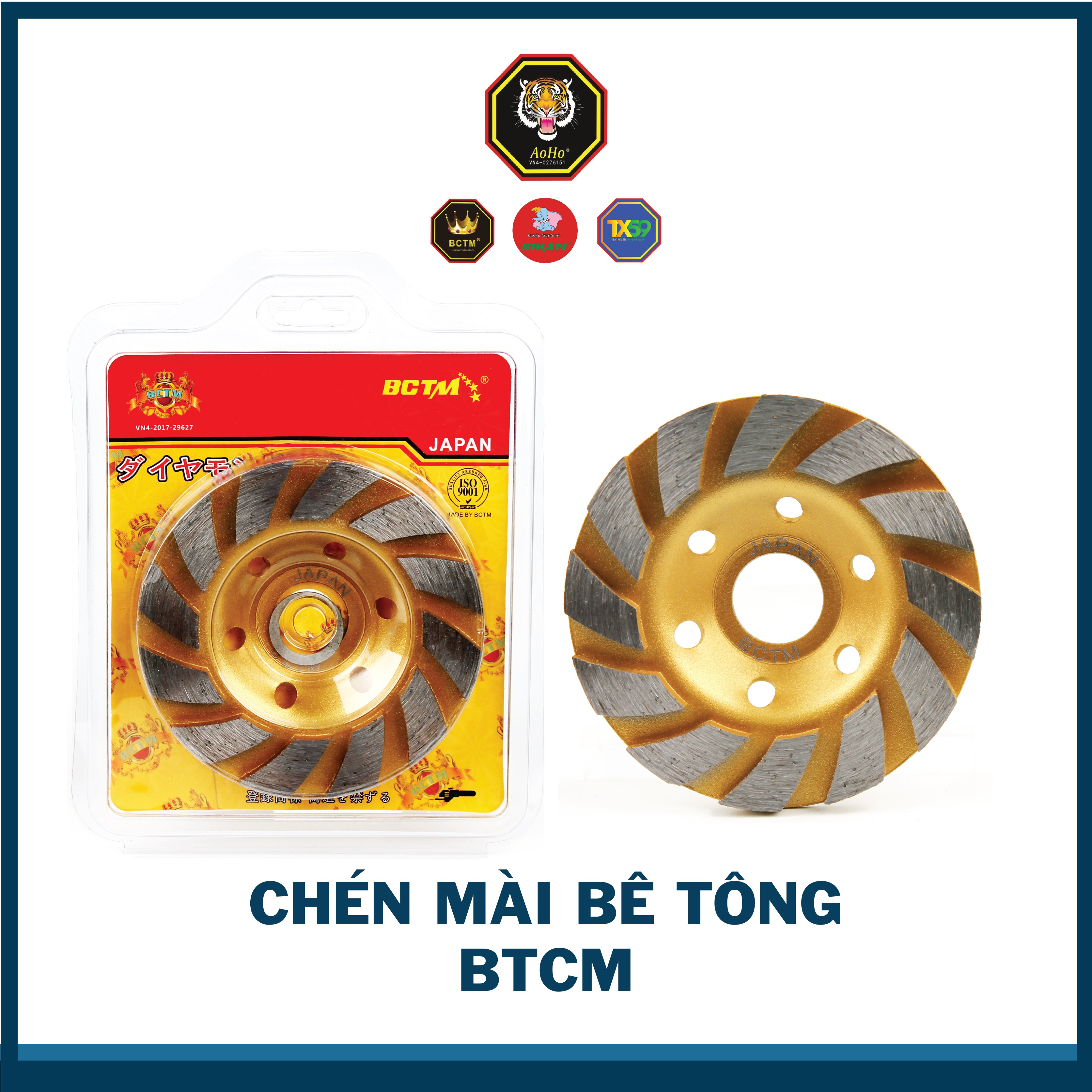 Chén mài bê tông bctm _ màu vàng 100mm