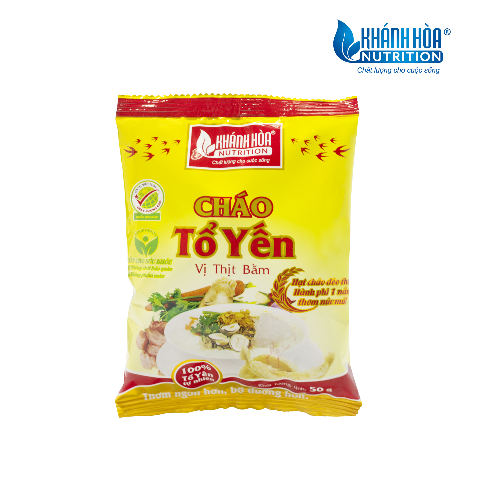 Cháo tổ yến vị thịt bằm khánh hòa nutrition - thùng 30 gói/gói 50g - cháo ăn liền cao cấp, dinh dưỡng