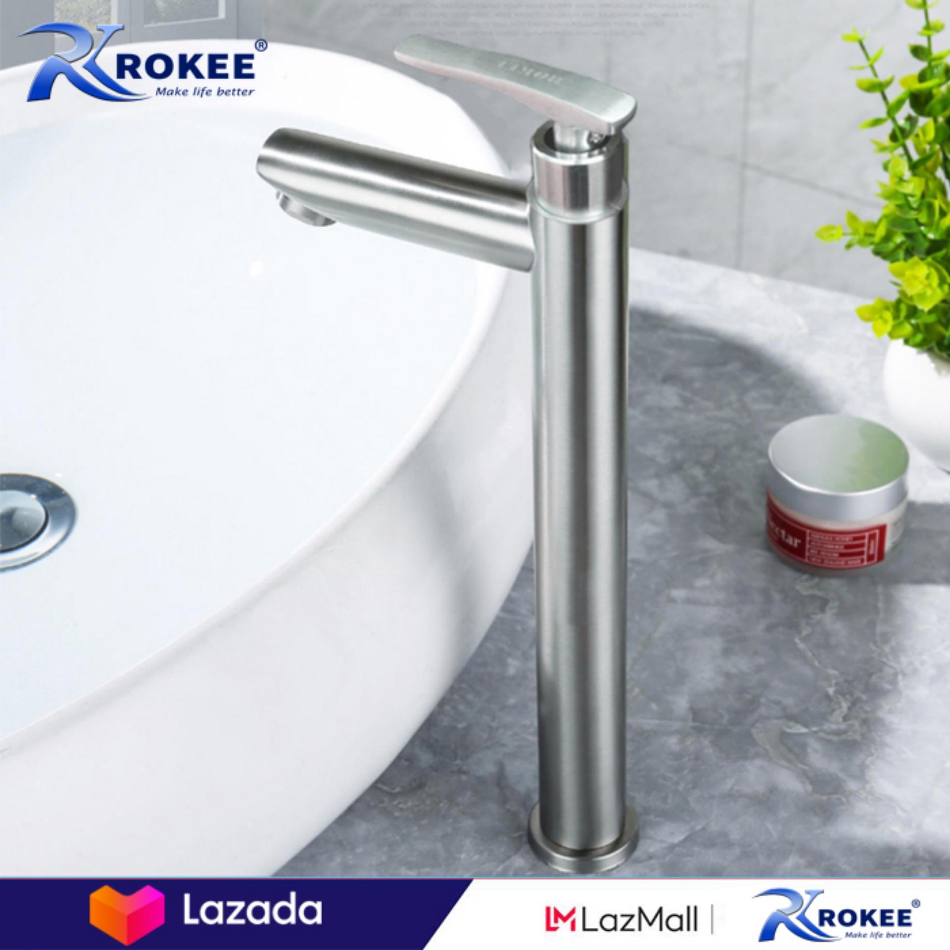 Vòi lavabo lạnh 20cm inox sus 304 rokee - dl227