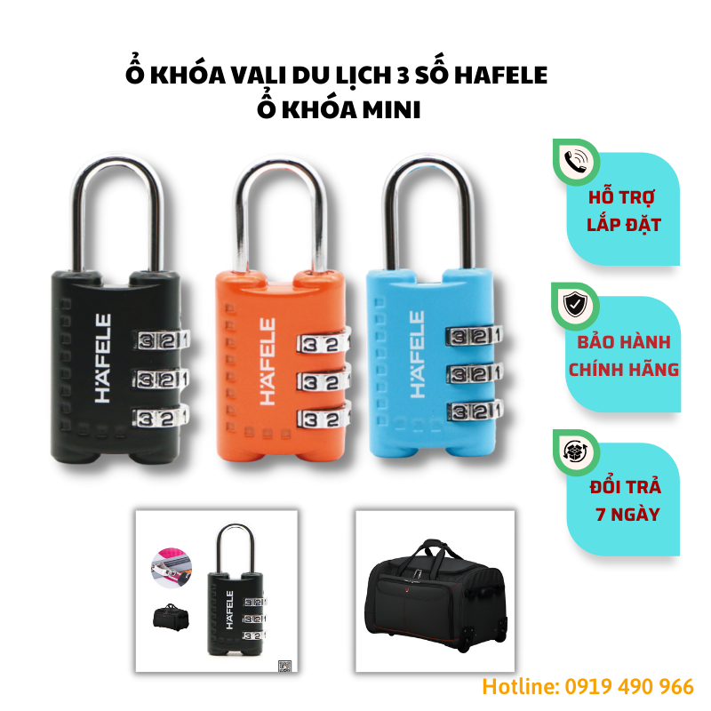 Ổ khóa vali du lịch 3 số HAFELE HÀNG CHÍNH HÃNG