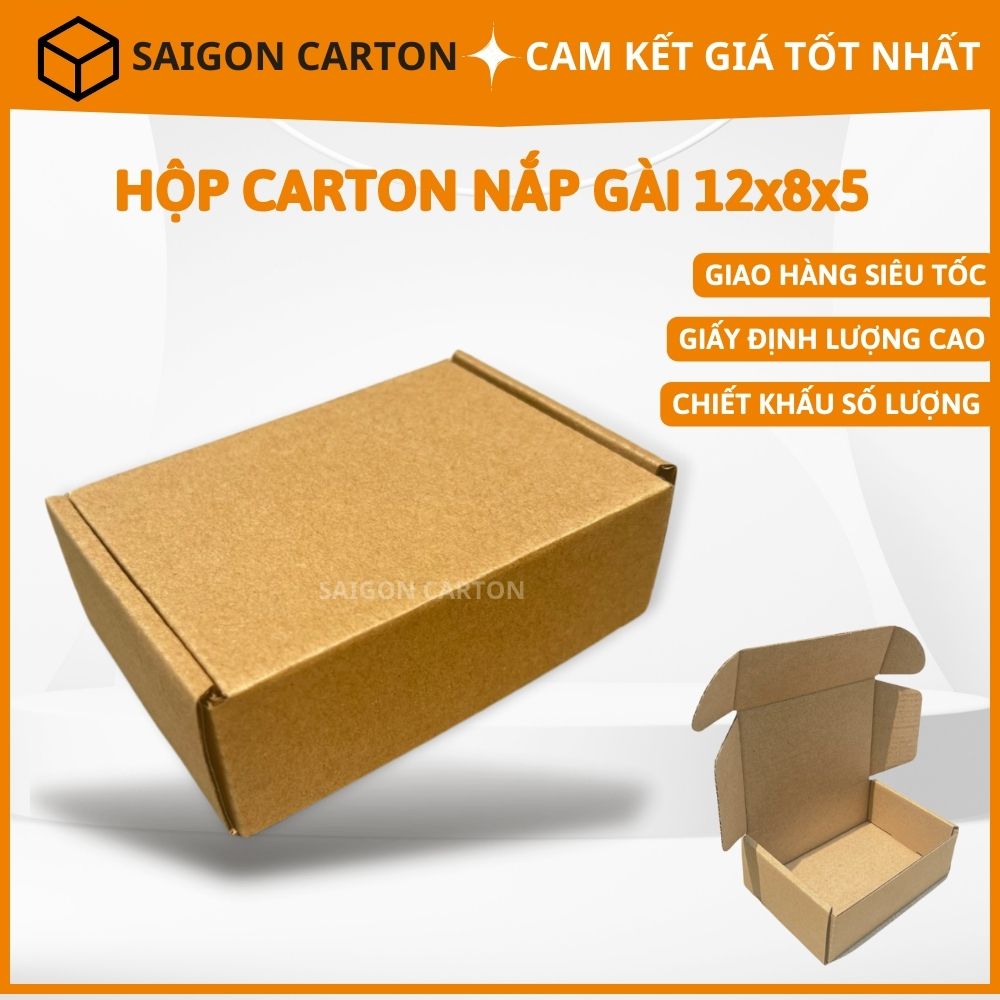 Hộp carton nắp gài đóng gói hàng online ship COD cho shop size 12x8x5 cm