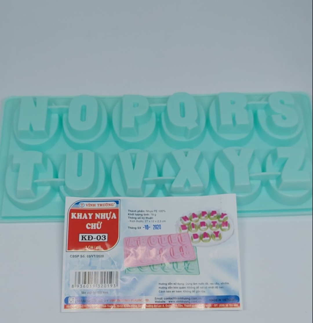 Lốc 5 khay đá - hình chữ cái - dk 03 vt