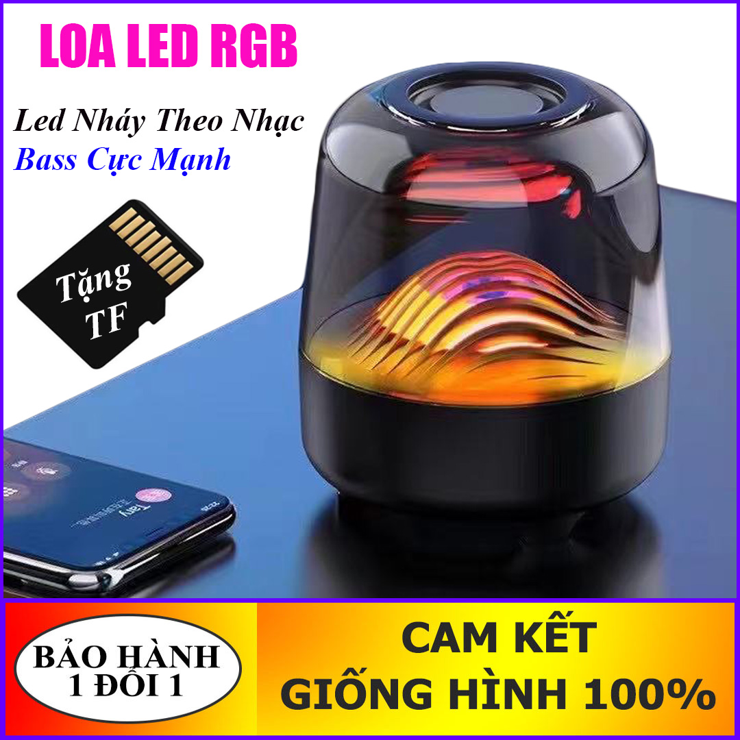 Loa bluetooth trong suốt l17 có led 7 màu nháy theo nhạc - loa bass cực mạnh ấm, kết nối 2 loa với nhau công suất 10w