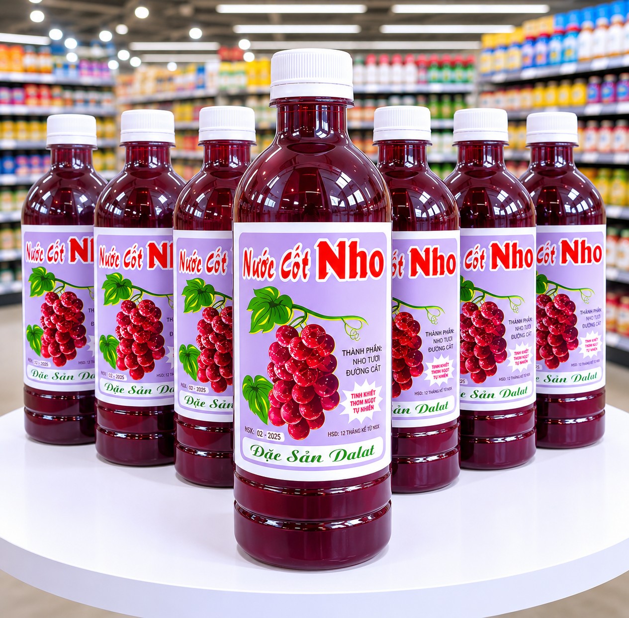 Nước Cốt Nho Đà Lạt 500ml - 1000ml | Nấu Thủ Công - Không Phẩm Màu - Pha Trà, Soda, Sữa Chua