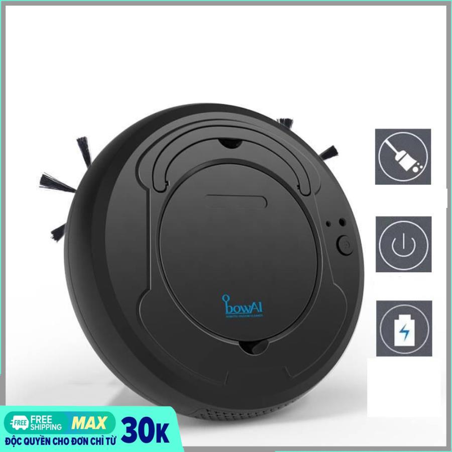 Robot hút bụi Bowai thông minh thế hệ mới 3 trong 1: Quét nhà + Hút bụi + Lau nhà - Máy hút bụi không dây 360 độ cảm biến, Robot hút bụi tự động di chuyển hút cả tóc & lông ở mọi góc, máy lau nhà có mắt thông minh