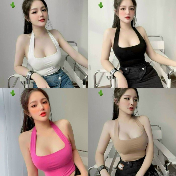 Áo croptop kiểu tròng cổ chất thun borip co dãn siêu thoải mái a6