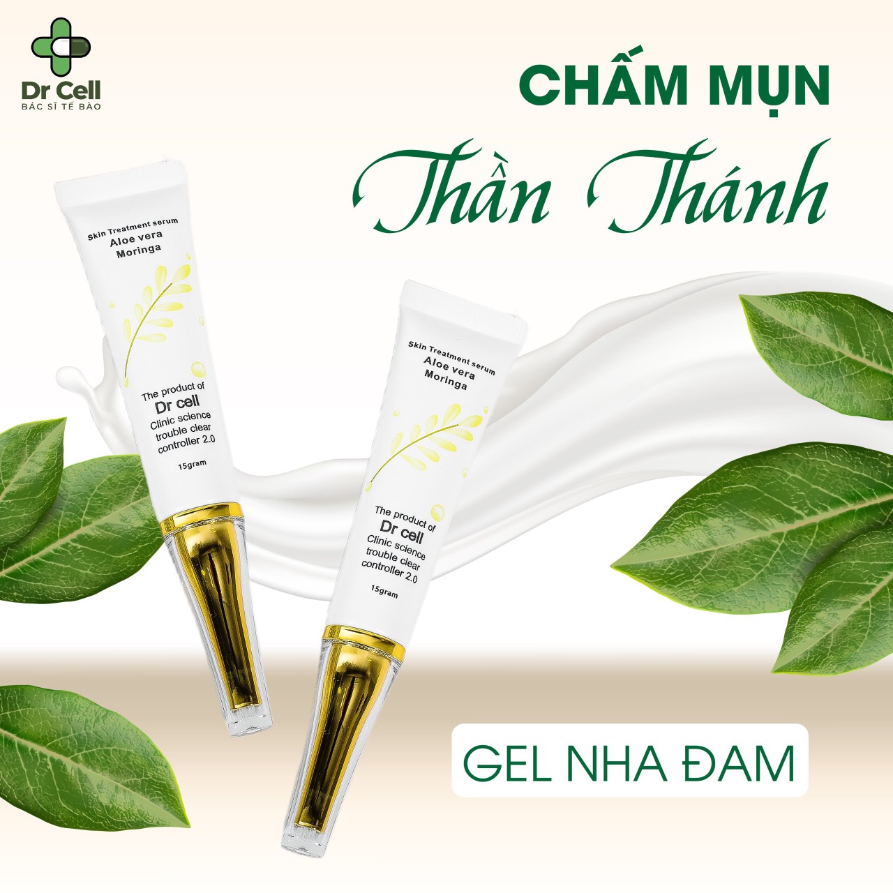 [Kèm quà 🎁] + Gel Nha Đam Chấm Mụn - Dr Cell 15ml - hiệu quả nhanh chóng