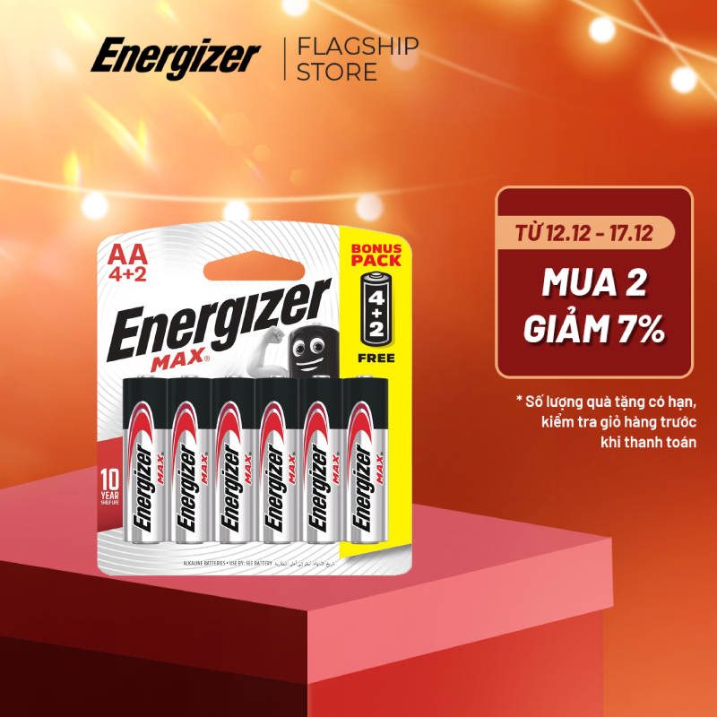 Viên Pin AA Energizer Max E91 BP4+2 - Vỉ 4 Tặng 2