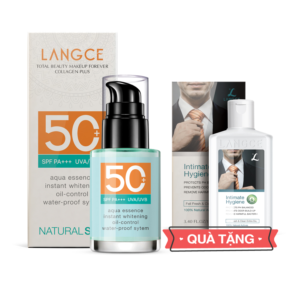 Kem Chống Nắng Trang Điểm 2in1 Spf50 30ml cho Nam TẶNG Gel Vệ Sinh Vùng Kín Nam 100ml LANGCE