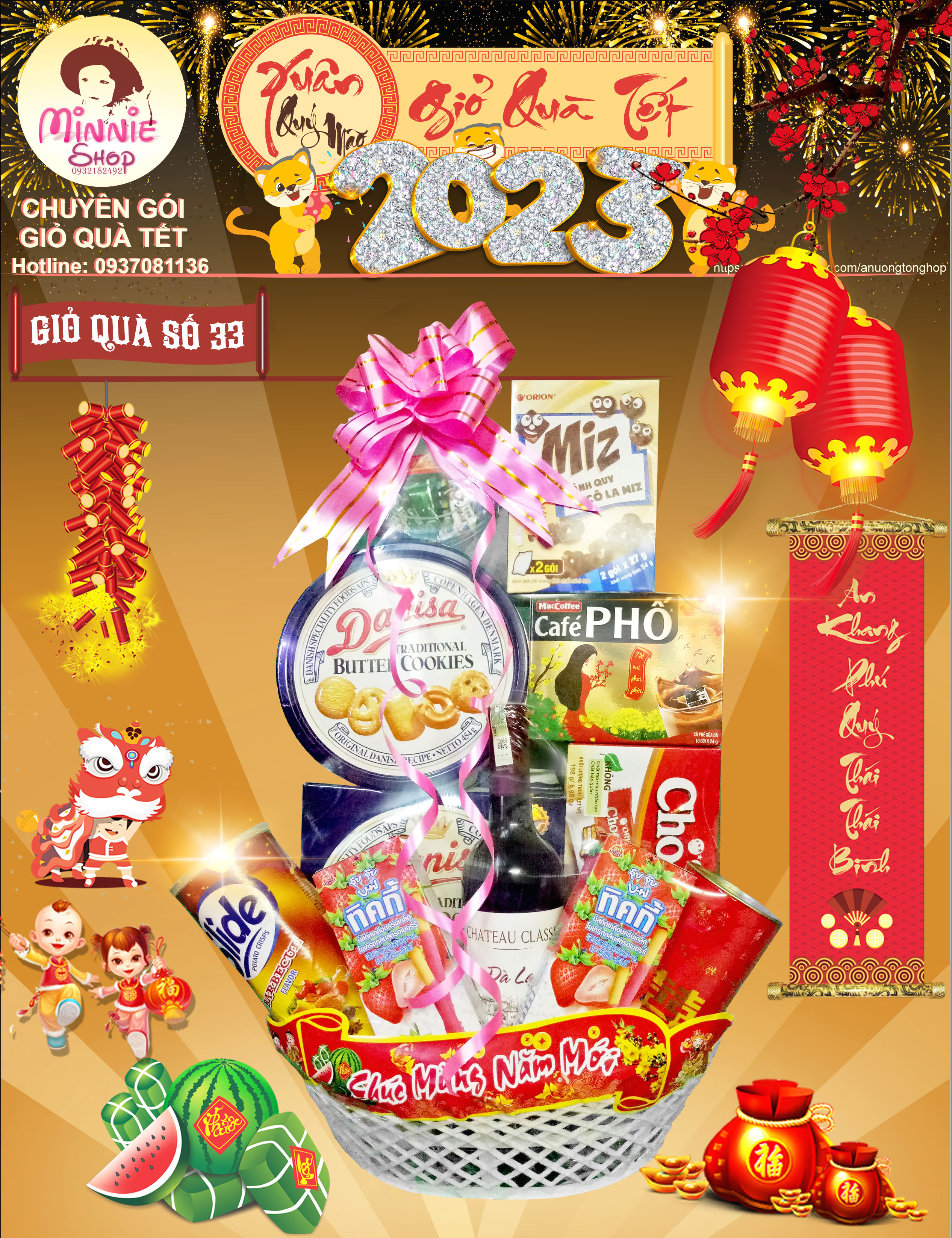 Giỏ quà tết 2024 - ms33 - giỏ đông đầy ht