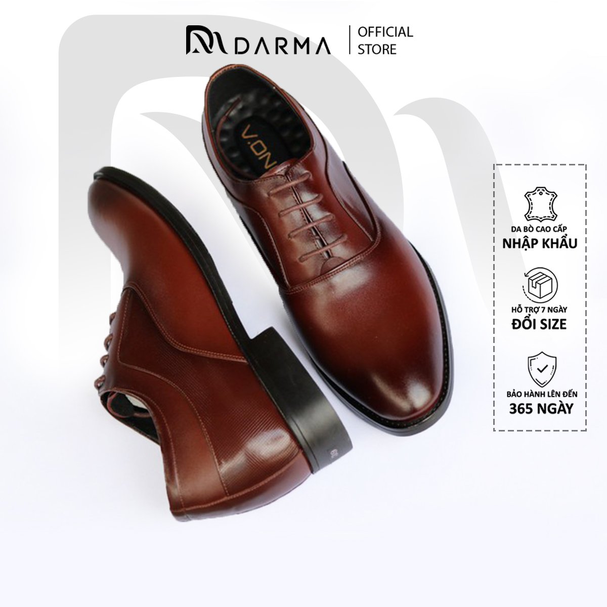  Giày Tây Nam Công Sở Buộc Dây Da Bò Cao Cấp DARMA Giày Âu Oxford Da Nam Trẻ Trung Đế Tăng Chiều Cao Lịch Sự Sang Trọng 