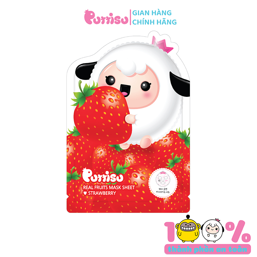 Hộp 5 miếng mặt nạ trái cây Puttisu Fruits Mask - Hương dâu 20ml