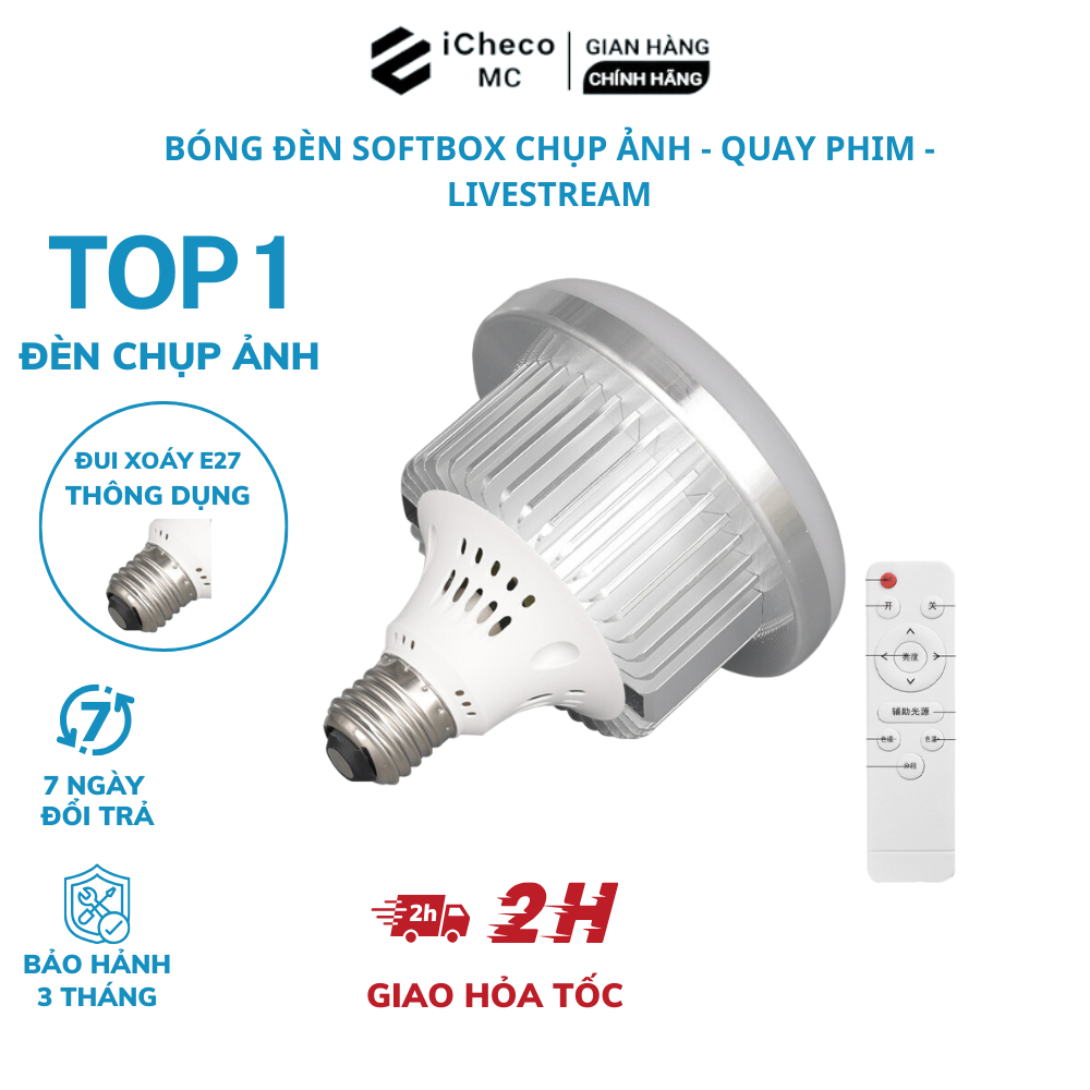 Bóng đèn softbox đủ công suất 100w, 150W, 285W đui E27, tản nhiệt NHÔM, ánh sáng trắng, dùng cho chụp ảnh, live stream