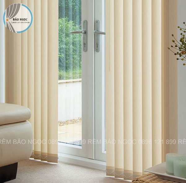 Rèm Lá Dọc Màu Vàng Kem, Cản Nắng, Cản Nhiệt 100%