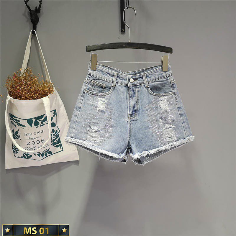Quần short jean nữ trơn màu xanh cao cấp lưng cao, chất liệu jean co giãn. thoải mái khi mặc, ôm trọn vòng ba tôn dáng nâng mông thời trang trẻ Menshopps 011