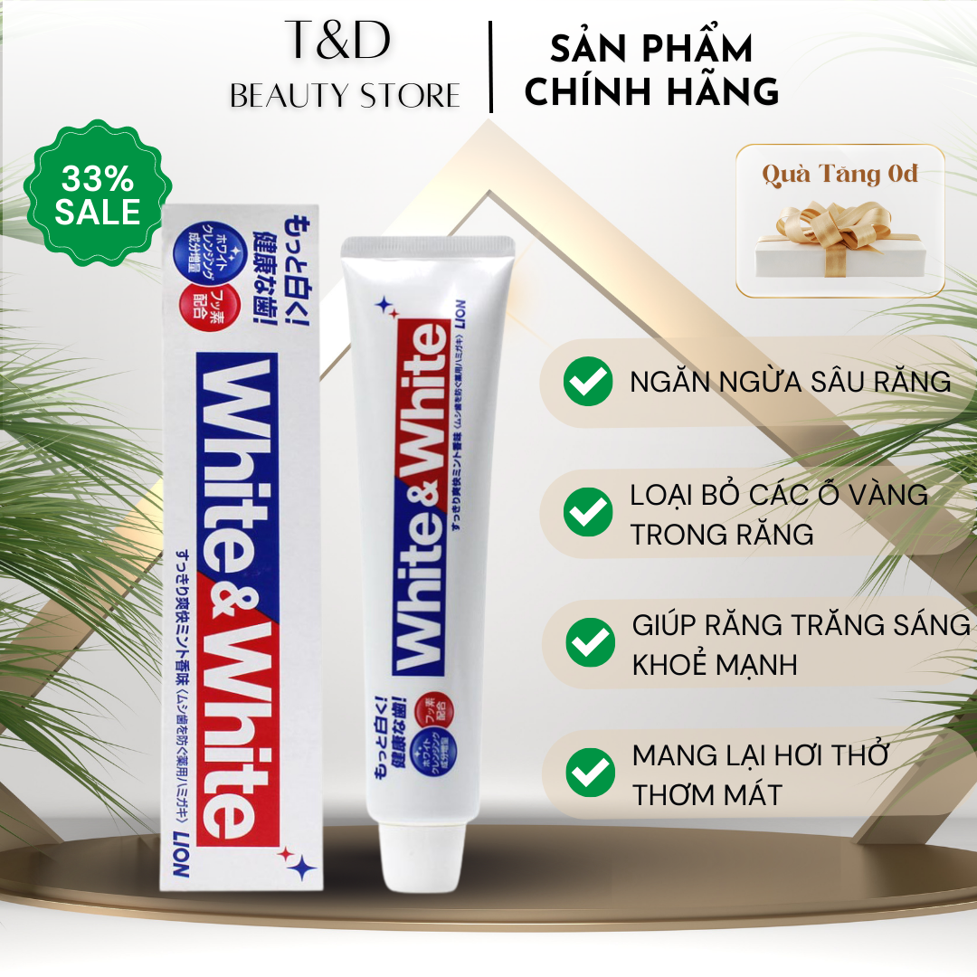 Kem đánh răng white & white lion 150g - nhật