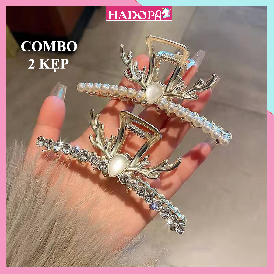 Kẹp Tóc Càng Cua (Combo 2 Chiếc) Kẹp Tóc Hàn Quốc Đá Cute Dễ Thương Cho Bạn Nữ Siêu Xinh HADOPA