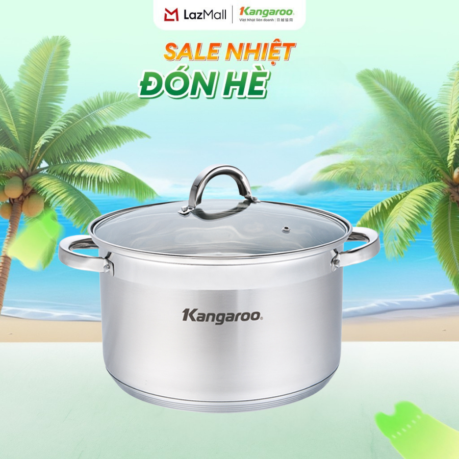Nồi inox đơn 24cm Kangaroo KG876L - Đáy 5 lớp - Hàng chính hãng