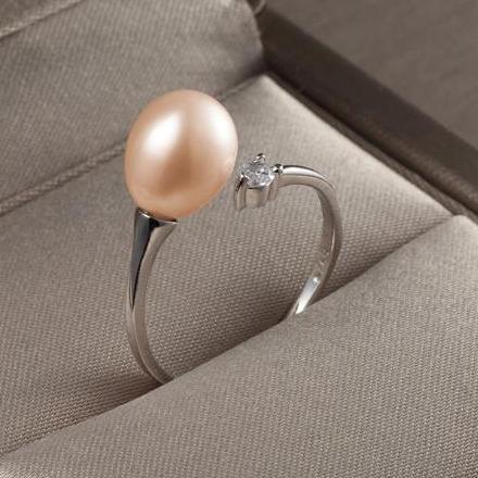 [HCM] Nhẫn bạc 925 mạ bạc kim kiểu mở một bên đính đá xoàn nhí 2li nhỏ nhỏ, xinh xinh phối hợp ngọc trai nuôi nước ngọt Akoya thật 100% nét đẹp mỹ miều