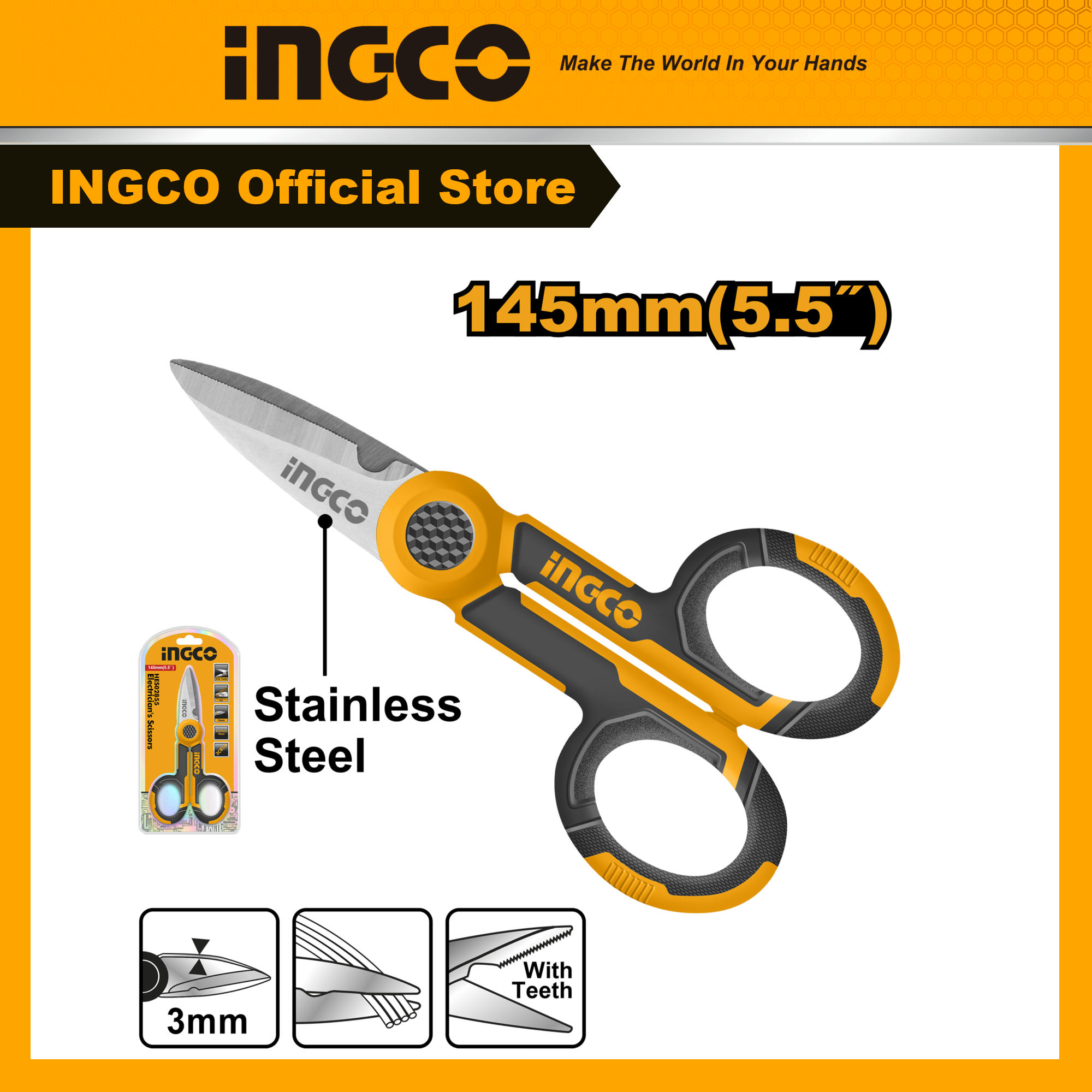 Kéo cắt đa năng ingco hes02855