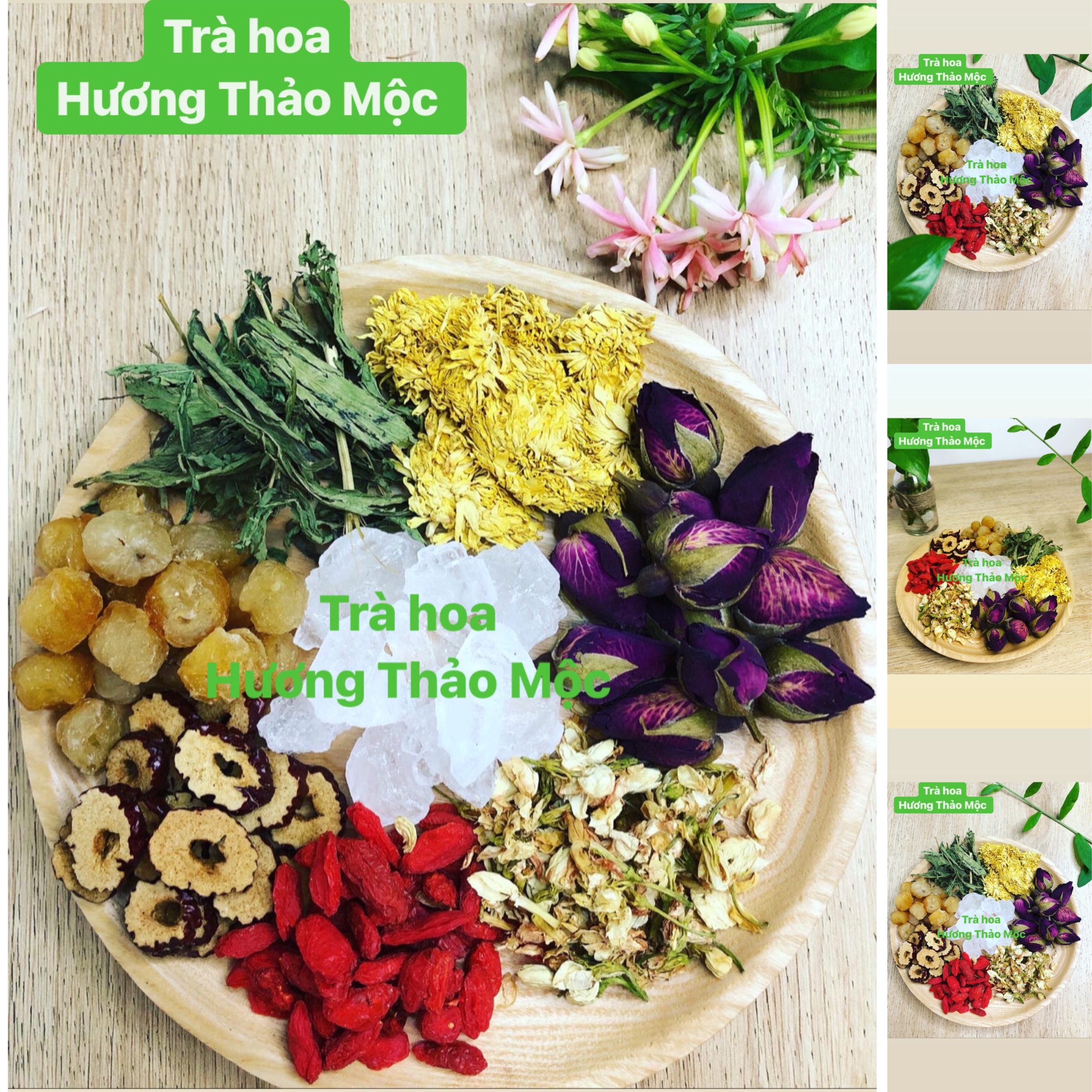 Trà Dưỡng Nhan 7 Vị - GIẢM CÂN, ĐẸP DA, NGỦ NGON (Gồm: Hoàng Cúc, Nụ Hồng, Long Nhãn, Kỷ tử, Táo Đỏ, Hoa Nhài, Cỏ Ngọt) - Hương Thảo Mộc Trà Hoa