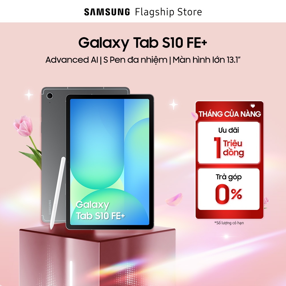 [SIÊU SALE SINH NHẬT 20H 24-27.3] Máy tính bảng Samsung Galaxy Tab S10 FE+ (8GB/128GB), Advanced AI, S Pen đa nhiệm, Màn hình lớn 13.1"