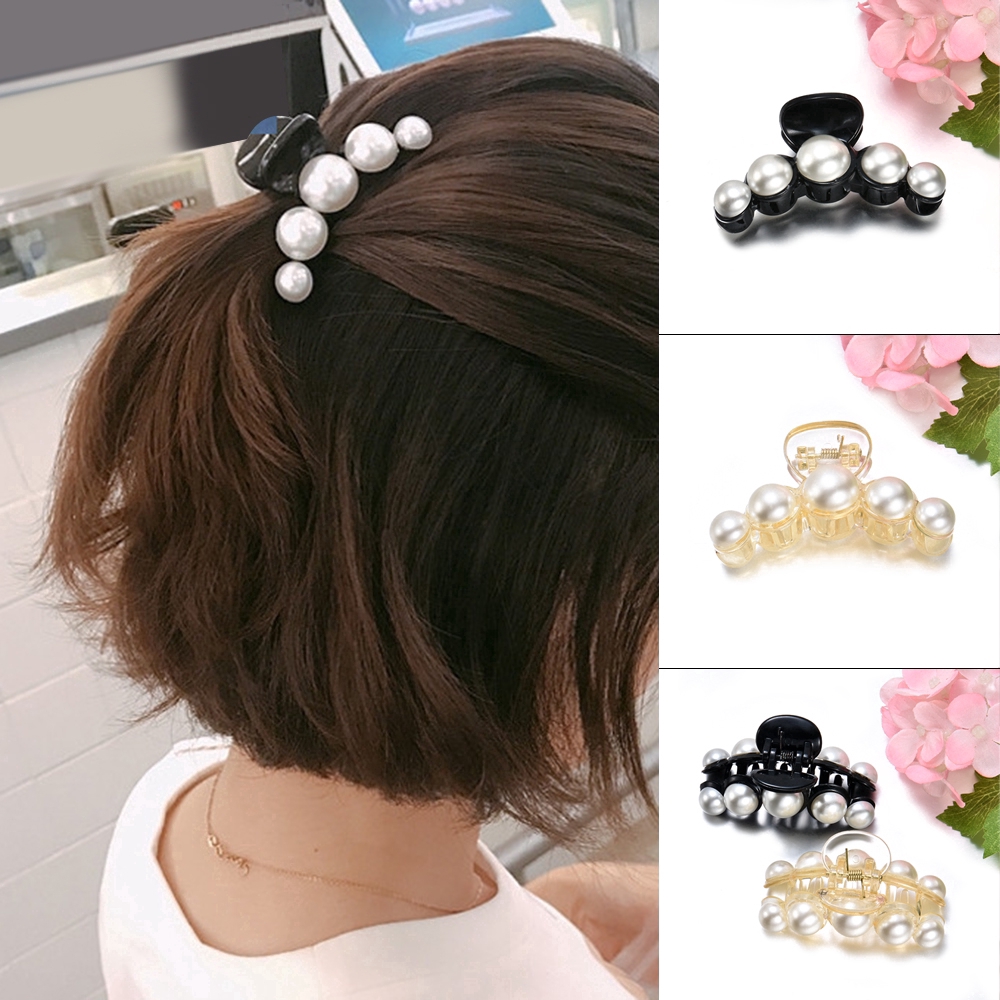Kẹp tóc đính hạt ngọc trai nhựa Acrylic phong cách Hàn Quốc