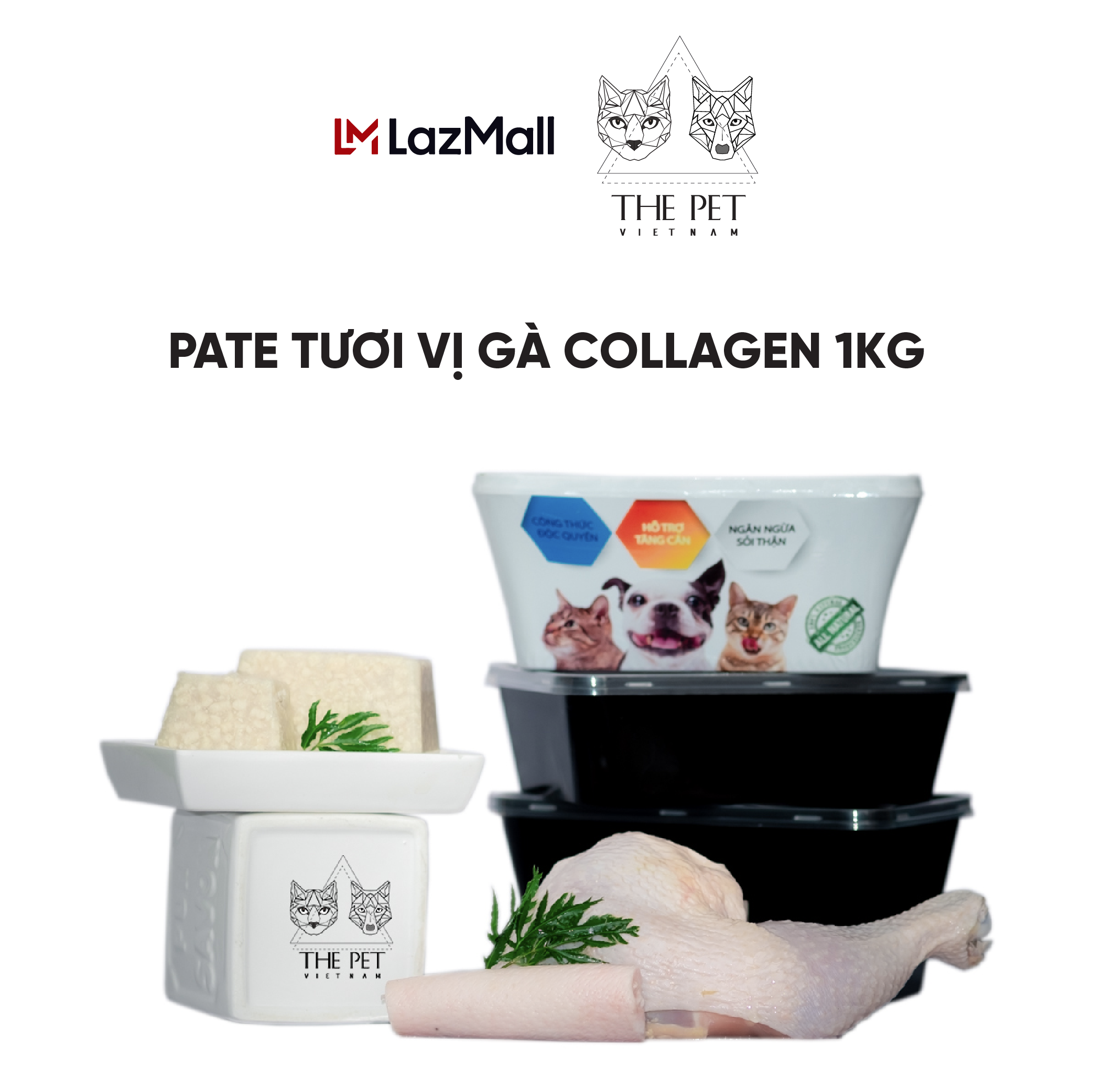 Pate Tươi Vị Gà Collagen THEPETVN - Thức Ăn Tươi Cho Chó Mèo (Mixed Chicken With Collagen) - 1Kg