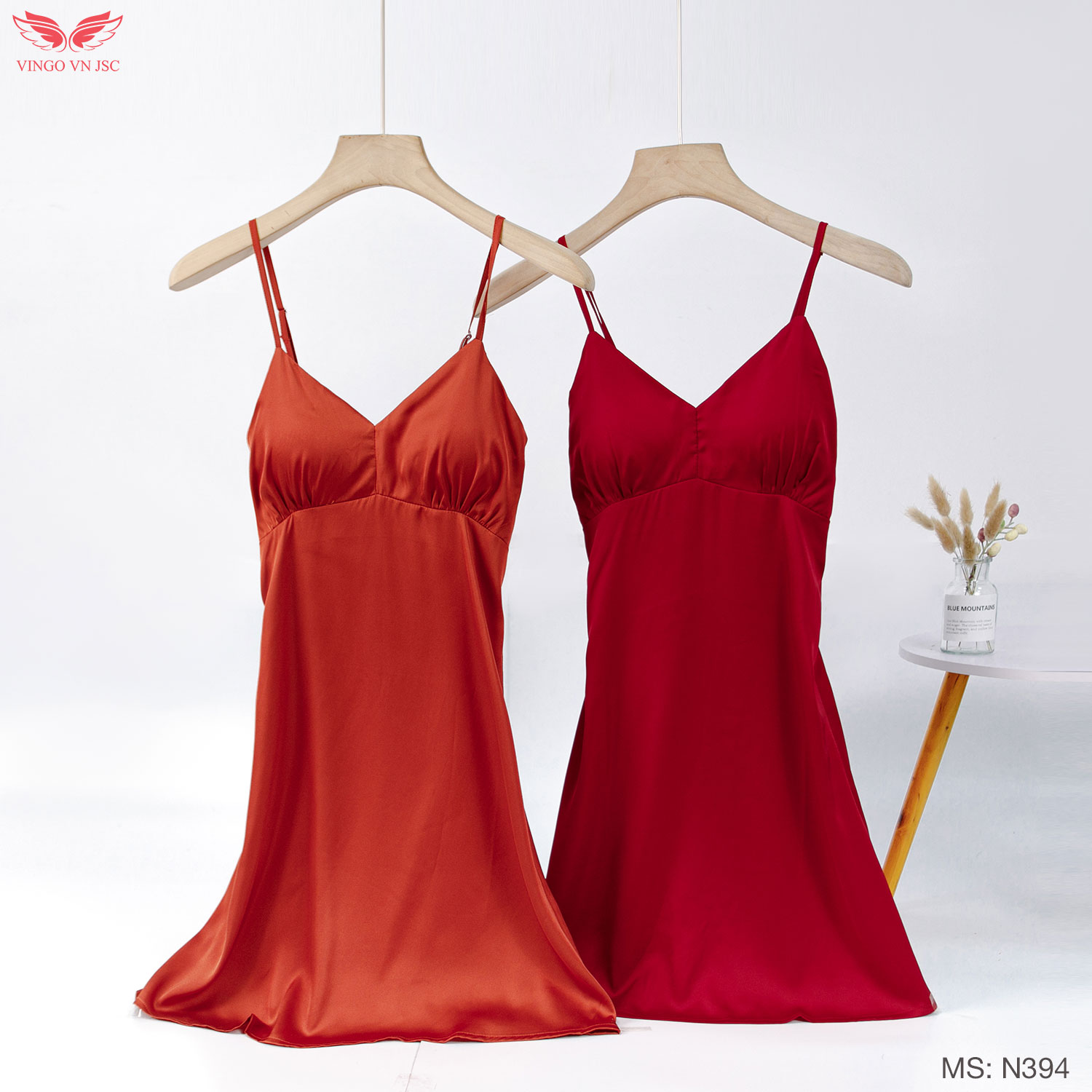 Váy ngủ phi lụa mặc nhà gợi cảm màu đỏ, đen, da TK1009 - Happyshop