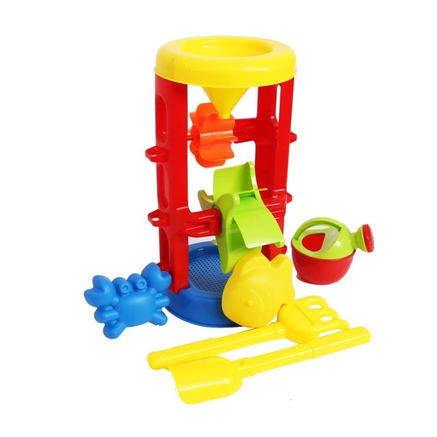 [Hoàn Tiền 10%]Đồ Chơi Trẻ Em Xúc Nghịch Cát, Hạt Gỗ - Bộ đồ chơi xúc cát có guồng quay