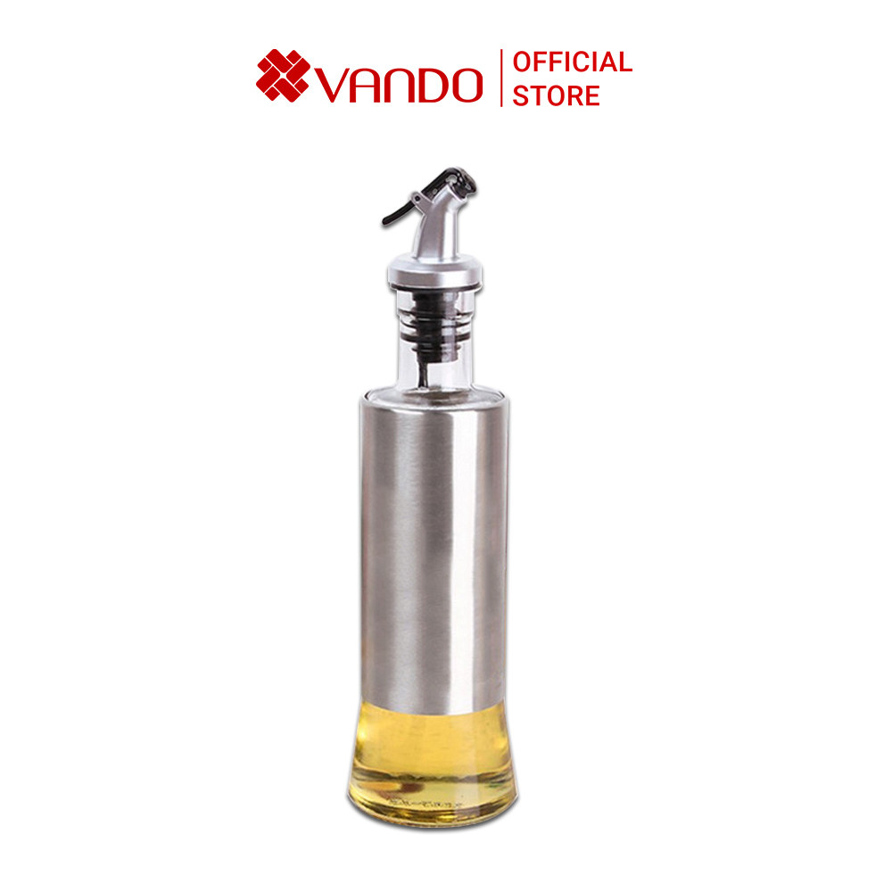 Chai Thủy Tinh Bọc INOX Đựng Dầu Ăn, Nước Mắm, Xì Dầu Chống Gỉ- Nói Không Với Đồ Nhựa Gây Hại Sức Khỏe 300ml