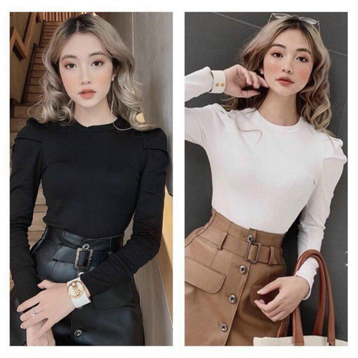 Áo croptop tay dài vai phồng thời trang xixo cao cấp