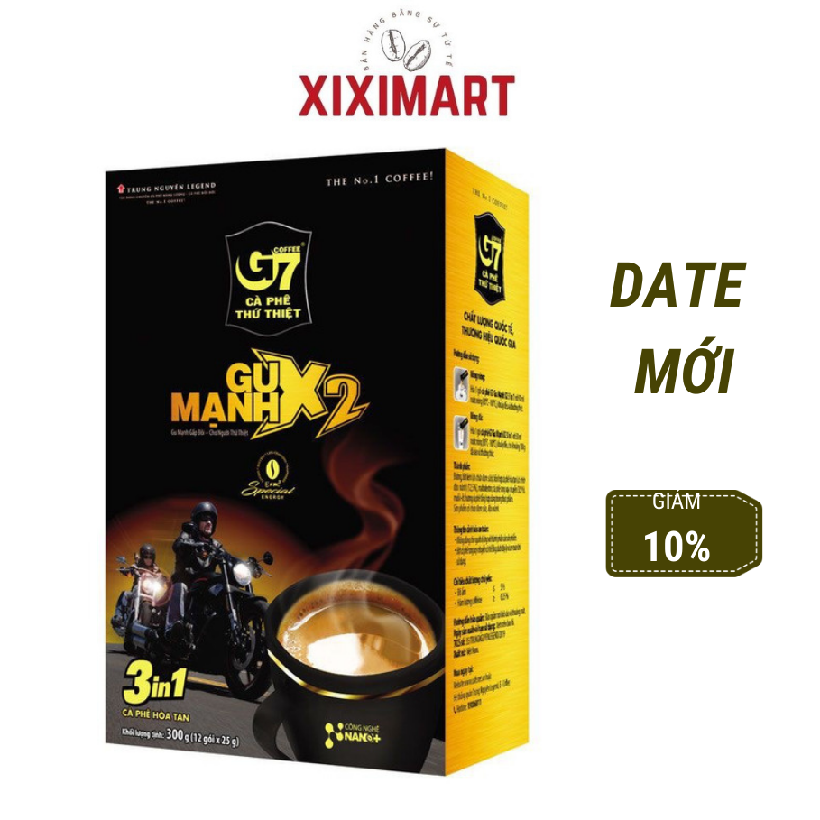Cà phê sữa g7 gu mạnh x2 3in1 hộp 300g trung nguyên legend 12 gói x 25g