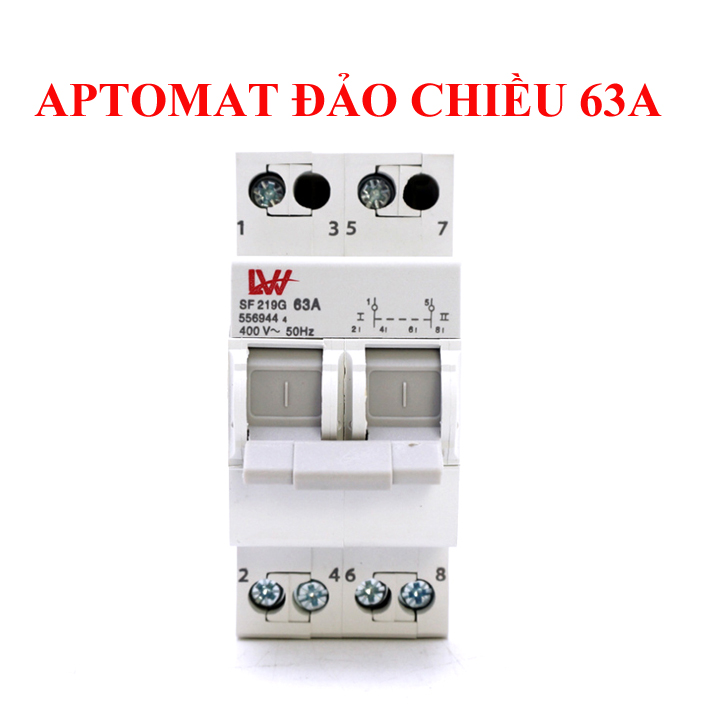 CB đảo chiều 2P 63A LW bộ cầu dao đảo chiều dạng aptomat-át đảo chiều